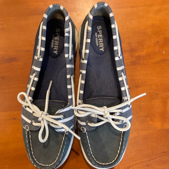 Sperry Laguna print navy stripe s7 boat shoe - Picture 3 of 4